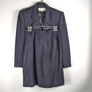 Lauren Alexandra Women’s 8 Navy Polka Dot Rayon Blazer Skirt Suit Set Hong Kong